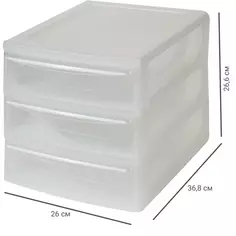 Органайзер настольный А4 3 ящика 26x26.5x36.8 см полипропилен цвет прозрачный Econova
