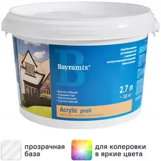 Краска фасадная и для интерьеров Bayramix Acrylic Profi матовая прозрачная база С 2.7 л