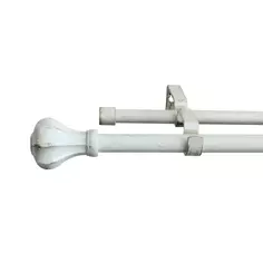 Карниз двухрядный раздвижной Inspire Pistyl d16/19 мм 160-300 см металл цвет белый