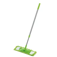 Швабра для пола "В хозяйстве хороша хозяюшка Мила" 43x22 см с телескопической ручкой микрофибра синель цвет зеленый