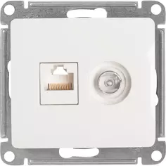 Розетка компьютерная встраиваемая Systeme Electric Glossa RJ45 цвет молочный