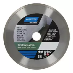 Диск алмазный по керамике Norton Extreme ceramic clipper 70184647047 сплошной 200x25.4x1.8 мм Norton.