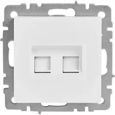 Розетка компьютерная двойная встраиваемая IEK Brite РК/Т12-БрБ RJ11/RJ45 цвет белый