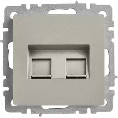 Розетка двойная встраиваемая IEK Brite РК/Т12-БрС RJ11/RJ45 UTP cat 5e цвет сталь
