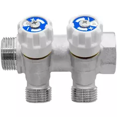 Коллектор с вентилем MPF на 2 выхода 3/4"x1/2" наружная резьба