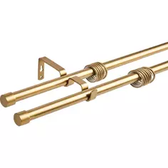 Карниз двухрядный раздвижной с заглушкой d19/16 мм 180-360 см металл цвет бронза Orbis