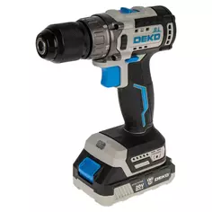 Дрель-шуруповерт аккумуляторная бесщёточная Deko ZKCD20V, 20 В Li-ion 2x2 Ач ДЕКО