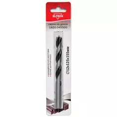 Сверло спиральное по дереву Elitech 1820.045500 12x155 мм