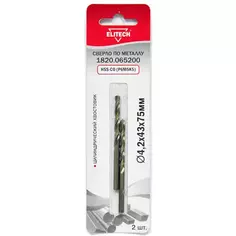 Сверло спиральное по металлу HSS-CO Elitech 1820.065200 4.2x75 мм, 2 шт.