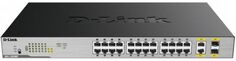 Коммутатор неуправляемый D-link DGS-1026MP/B2A 24x1000Base-T PoE, 2xCombo 1000Base-T/SFP, PoE Budget 370W, metal case