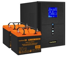 Комплект Exegate SineTower SZ-2000.LCD.AVR.3SH.1C13.USB EX296838RUS ИБП EX295989RUS + батарея 33Aч EX285664RUS 2шт (инвертор, синус, для котла) 2000VA