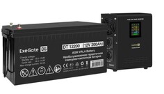 Комплект Exegate FineSine SX-500.LCD.AVR.2SH EX296515RUS ИБП EX295995RUS + батарея 200Aч EX282991RUS 1шт (инвертор, синус, для котла, настенный) 500VA