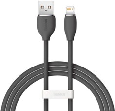 Кабель интерфейсный Baseus CAGD000101 Jelly Liquid Silica Gel USB to Lightning 2.4A 2m Black (быстрая зарядка и передача данных, скорость передачи: 48
