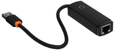 Переходник Baseus WKQX000101 Lite Series Ethernet USB-A to RJ45 LAN Port (100Mbps) Black (рабочий ток: <150мА, рабочее напряжение: 5В, материал: алюми