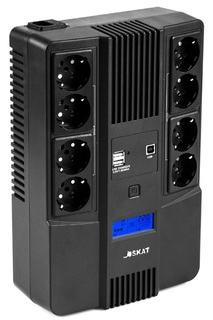 Источник бесперебойного питания Бастион SKAT-UPS 800-AID-IN-1x9-8 220В 480Вт, LCD, АКБ 1x 9Ач,line interactive, мод.синус, 8хSchuko,2xUS (8933) Bastion