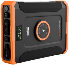 Аккумулятор внешний портативный TopOn TOP-X60 60000mAh DC 90W, 2 Type-C PD 60W и 30W, USB QC3.0 18W, Qi 15W, авторозетка 120W, фонарь, защита от брызг