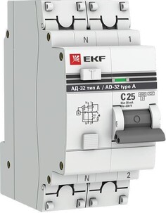 Автомат дифференциальный EKF DA32-25-30-a-pro АД-32 1P+N 25А (С) 30мА тип (А) эл. 4,5кА PROxima