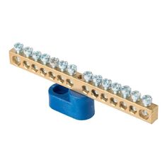 Шина EKF sn0-63-14-1 "0" N (6x9мм) 14 отв. латунь синий угловой изолятор