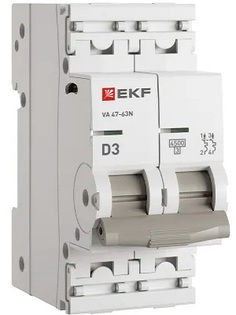Автоматический выключатель EKF M634203D 2P 3А (D) 4,5kA ВА 47-63N PROxima