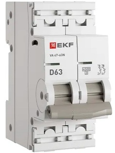 Автоматический выключатель EKF M634263D 2P 63А (D) 4,5kA ВА 47-63N PROxima
