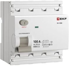 УЗО EKF E1046M100100 ВДТ ВД-100N 4P 100А 100мА AC эл-мех 6кА PROXIMA