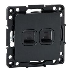 Розетка компьютерная механизм EKF EZK02-035-10 Стокгольм двойная черный