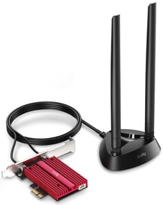 Адаптер Cudy WE4000 5400Mbps Wi-Fi 6E / Bluetooth 5.2 PCI Express with Heatsink and Magnetized Antenna Base, Intel AX210 module, 2T2R, 2402Mbps at 5GH