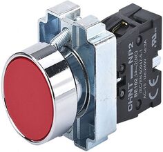 Кнопка управления CHINT 573958 NP2-BA41 без подсветки красная, 1НО, IP40 (R)