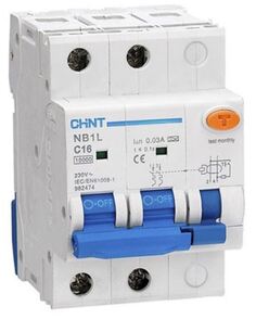 Автомат дифференциальный CHINT 205011 NB1L 2P C16 30мА тип A 10кА (54mm) (R)