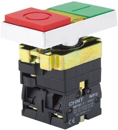 Кнопка двойная CHINT 574789 NP2-BW8465 белый корпус, 1НО+1НЗ, AC/DC230В (LED), IP40 (R)