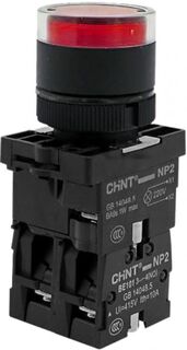 Кнопка управления CHINT 575328 NP2-EW3465 1НО+1НЗ красная AC/DC230В(LED), IP40 (R)