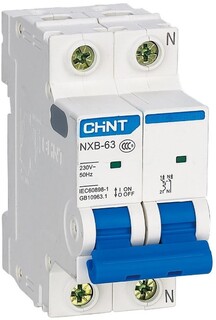 Автоматический выключатель модульный CHINT 814093 NXB-63 2P 20А 6кА х-ка C (R)