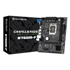 Материнская плата mATX MAXSUN Challenger B760M-F (LGA1700, B760, 2*DDR4 (3200), 3*SATA, M.2, 2*USB 3.2, 4*USB 2.0, PCIe x16, VGA, HDMI)