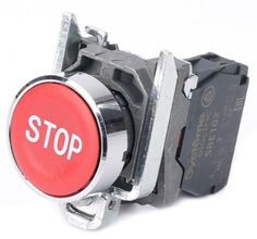 Кнопка Systeme Electric SB4BA4342 SB4 в сборе модульная 22мм красная металл 1НЗ с маркировкой "STOP"