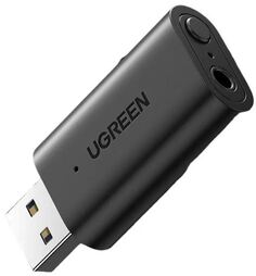 Приемник/передатчик UGREEN CM523 Bluetooth USB 2.0 to 3.5mm Bluetooth Transmitter/Receiver Adapter с аудио кабелем, цвет: черный