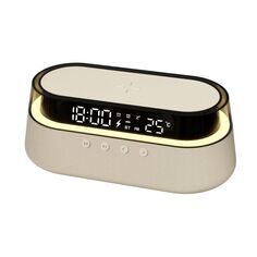 Часы Lyambda WCW201-IV с функцией беспроводной зарядки и bluetooth динамиком, слоновая кость