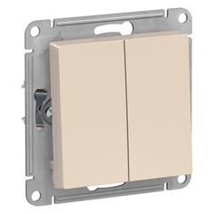 Выключатель двухклавишный кнопочный Systeme Electric ATN000217 AtlasDesign сх.5, 10АХ, механизм, Бежевый