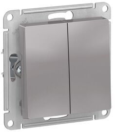 Выключатель двухклавишный кнопочный Systeme Electric ATN000317 AtlasDesign сх.2, 10А, механизм, Алюминий