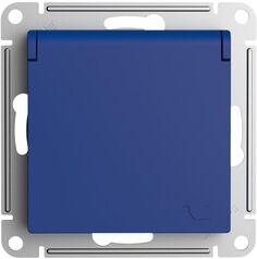 Розетка с заземлением Systeme Electric ATN001146 AtlasDesign со шторками с крышкой, 16А, IP20, механизм, Аквамарин