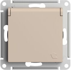 Розетка с заземлением Systeme Electric ATN001246 AtlasDesign со шторками с крышкой, 16А, IP20, механизм, Песочный