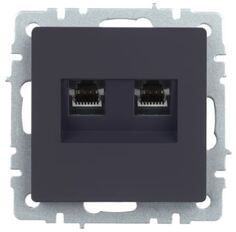 Розетка компьютерная+телефонная IEK BR-KT20-O-1-K53 BRITE RJ11+RJ45 кат.5E РК/Т12-БрГ Графит