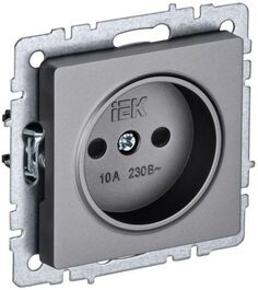 Розетка без заземления IEK BR-R13-10-K46 BRITE с защитными шторками 10А РСш10-2-БрС Сталь