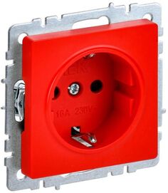 Розетка с заземлением IEK BR-R14-16-K04 BRITE с защитными шторками 16А РС14-1-0-БрК Красный