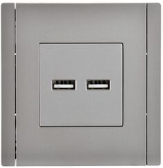 Розетка USB IEK FP-U21-D31-K46 FORTE&PIANO тип A+тип A 3,1А FP549 сталь