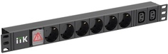 Блок розеток ITK PH12-6D2C131-P 6 розеток немецкого стандарта + 2 С13 LED 1U каб. 2м немецкого стандарта
