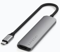 Док-станция Satechi ST-P4SM 4-IN-1 USB-C SLIM MULTIPORT ADAPTER 4K, SPACE GRAY