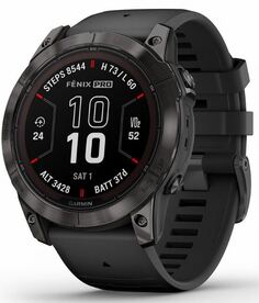 Часы Garmin Fenix 7X Pro 010-02778-11 Sapphire Solar Edition, Титановый угольно-серый корпус с DLC-покрытием и черным ремешком