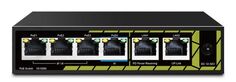 Коммутатор Tantos TSn-4FP6F2P с питанием по PoE In, 4 x 100 Мбит/с PoE порта (3 порта 802.3af/at, 1 порт 802.3af/at/bt) + 2 x 100 Мбит/с порта Uplink