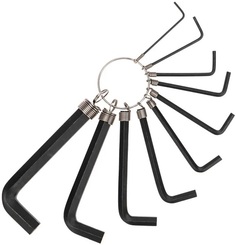 Набор ключей KRANZ KR-12-5201 имбусовых HEX 1,5-10 мм, CrV, 10 шт., оксидированные, на кольце