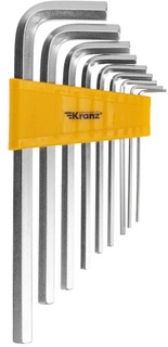 Набор ключей KRANZ KR-12-5213 имбусовых HEX 2,0-12 мм, CrV, 9 шт., удлиненные